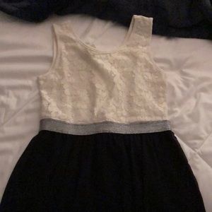 Floral Print Black and White Dress